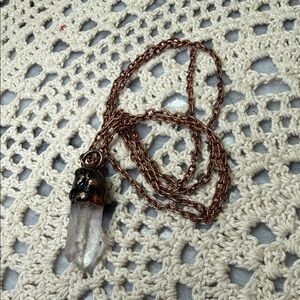 Crystal Pendant Necklace with Copper Chain
